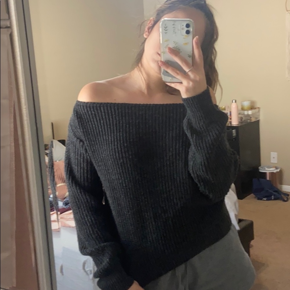 Off the shoulder knitted sweater